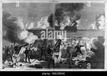 Il bombardamento di Fort Sumter dalle batterie di Stati confederati Foto Stock