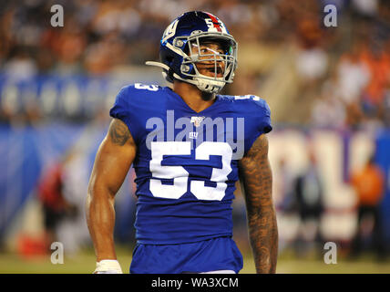 Agosto 16, 2019: Agosto 16, 2019 : New York Giants Linebacker OSHANE XIMINES (53) durante la partita contro i Chicago Bears. Il gioco ha avuto luogo a Met Life Stadium, East Rutherford, NJ. (Credito Immagine: © Bennett CohenZUMA filo) Foto Stock