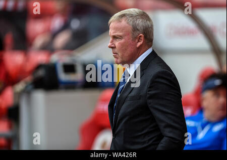 Sunderland, Regno Unito. 17 Ago, 2019. SUNDERLAND, Inghilterra, Agosto 17th Portsmouth Manager Kenny Jackett durante la scommessa del Cielo lega 1 corrispondenza tra Sunderland e Portsmouth presso lo stadio di luce, Sunderland sabato 17 agosto 2019. (Credit: Iam masterizzare | MI News) Credito: MI News & Sport /Alamy Live News Foto Stock