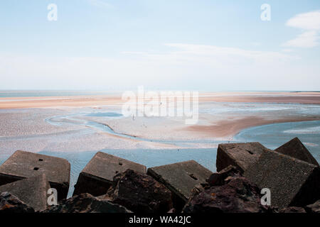 Il Cockle picker sulla spiaggia Foto Stock