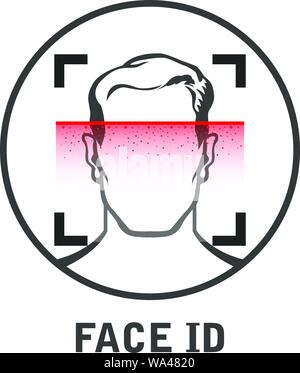 Faccia id scan icona - scanner facciale per smart phone o computer portatile, faccia il processo di scansione Illustrazione Vettoriale