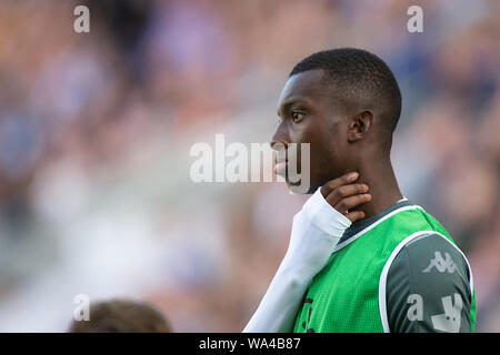 Wigan, Regno Unito. 17 ago 2019. Eddie Nketiah di Leeds United durante il cielo di scommessa match del campionato tra Wigan atletico e Leeds United al DW Stadium, Wigan sabato 17 agosto 2019. Solo uso editoriale, è richiesta una licenza per uso commerciale. La fotografia può essere utilizzata solo per il giornale e/o rivista scopi editoriali. (Credit: Pat Scaasi | MI News) Credito: MI News & Sport /Alamy Live News Foto Stock