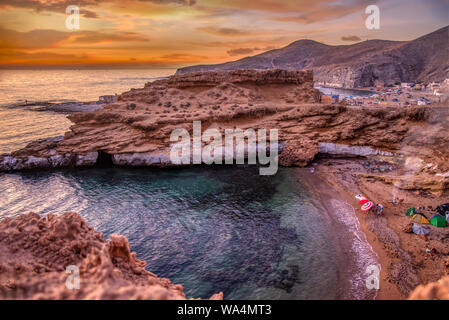 Tramonto al mare Mediterraneo, Nador Marocco, Foto Stock