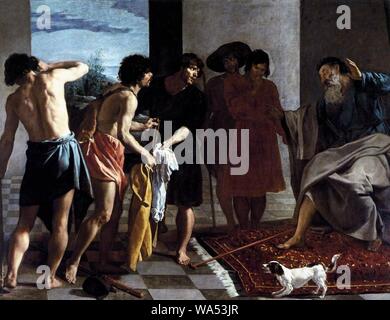 Diego Velázquez - Joseph il Bloody rivestire portato a Giacobbe Foto Stock