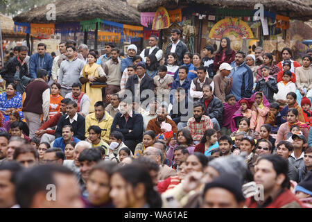Crowds in a fair, Surajkund Crafts Mela, Surajkund, Faridabad, Haryana, India Stock Photo