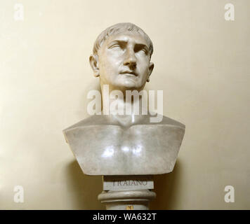 Città del Vaticano - Aprile 5, 2016: busto di Traiano nei Musei Vaticani. Foto Stock