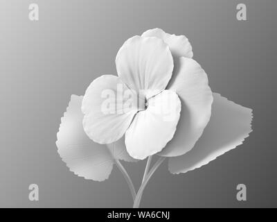 Fiore bianco Viola sul gradiente dello sfondo. 3D'illustrazione. Foto Stock