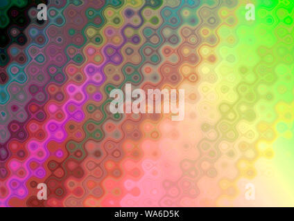 Abstract arcobaleno luminoso dello sfondo con un andamento a zig-zag onde disposte in corrispondenza di un angolo in giallo, magenta, viola, verde, nero e sfumature di marrone chiaro Foto Stock
