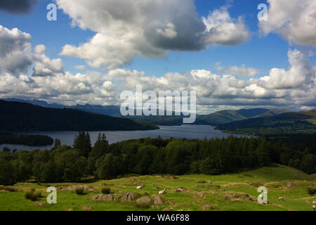 Viste di Windermere sia su off e l'acqua Foto Stock