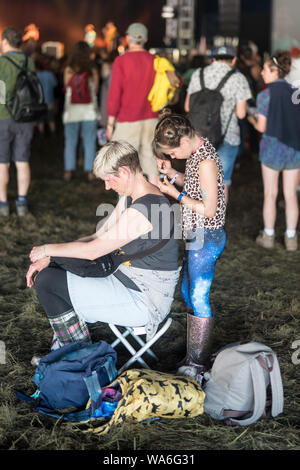 Glanusk, Wales, Regno Unito. 17 Agosto, 2019. Viste generali al 2019 Green Man festival in Galles Glanusk, foto: Roger Garfield/Alamy Live News Foto Stock