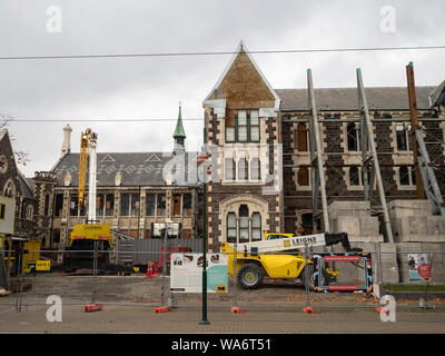 Ex università di Canterbury heritage categoria uno degli edifici in fase di restauro dopo il terremoto del 2011, progettato da Benjamin Woolfield Foto Stock