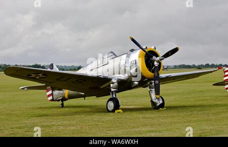 Curtiss-Wright P-36C (G-CIXJ) in mostra statica al 2019 Flying Legends Airshow di Foto Stock