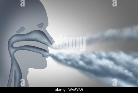 Vaping gli effetti sulla salute e l'anatomia umana respirazione vapore vaporizzato da una sigaretta elettronica in un concetto 3D illustrazione dello stile. Foto Stock