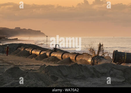 Opere di scultura in sabbia, Walcott, Norfolk, East Anglia, UK Foto Stock