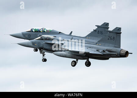 Una Saab JAS 39 Gripen multirole fighter jetof Swedish Air Force. Foto Stock