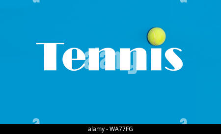 Grande palla da tennis su sfondo blu Foto Stock