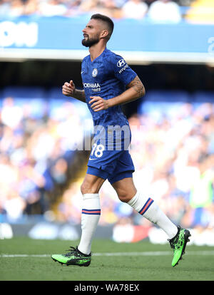 Chelsea di Olivier Giroud in azione durante il match di Premier League a Stamford Bridge, Londra. Foto Stock