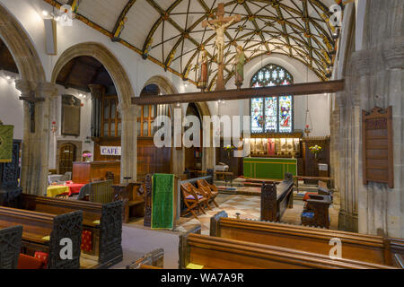 Vista interna di San La, St. Ives Chiesa Parrocchiale, St Ives, Cornwall, Inghilterra, Regno Unito. Foto Stock