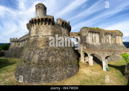 Fortezza Medievale Fortezza di Sarzanello, Sarzana, Italia. Foto Stock