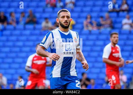 Barcellona, Spagna. 18 Agosto, 2019. Matias Vargas del Espanyol durante la Liga match tra RCD Espanyol e Sevilla CF al RCDE Stadium di Barcellona, Spagna. Credito: Christian Bertrand/Alamy Live News Foto Stock