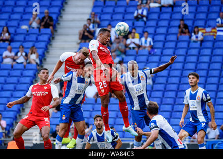 Barcellona, Spagna. 18 Agosto, 2019. Fernando di Sevilla durante la Liga match tra RCD Espanyol e Sevilla CF al RCDE Stadium di Barcellona, Spagna. Credito: Christian Bertrand/Alamy Live News Foto Stock