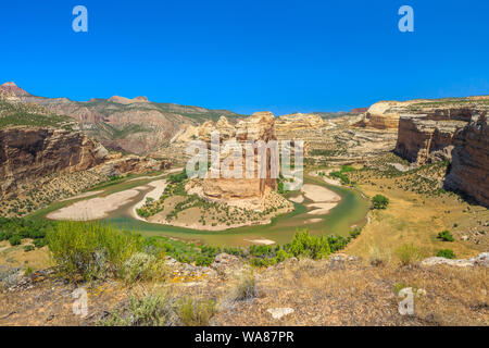 Il parco di eco alla confluenza del verde e yampa fiumi al di sotto di steamboat rock in dinosaur National Monument, colorado Foto Stock