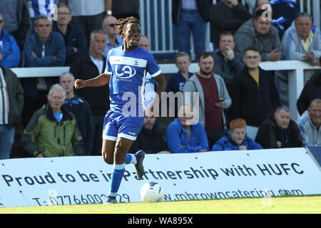 HARTLEPOOL, Inghilterra, Agosto 17th Pietro Kioso di Hartlepool Regno durante il Vanarama National League match tra Hartlepool Regno e Bromley al Victoria Park, Hartlepool sabato 17 agosto 2019. (Credit: Mark Fletcher | MI News) Foto Stock