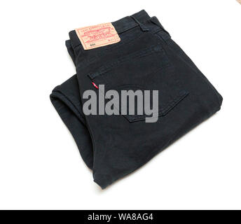 La Levi Strauss 501 nero jeans denim Foto Stock