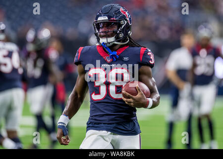 Agosto 17, 2019: Houston Texans running back Buddy Howell (38) prima di un calcio di NFL pre-stagione partita tra i leoni di Detroit e Houston Texans al NRG Stadium di Houston, TX. ..Trask Smith/CSM Foto Stock