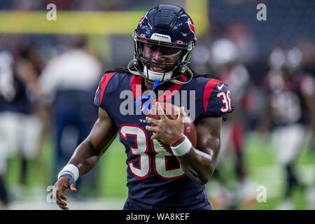 Agosto 17, 2019: Houston Texans running back Buddy Howell (38) prima di un calcio di NFL pre-stagione partita tra i leoni di Detroit e Houston Texans al NRG Stadium di Houston, TX. ..Trask Smith/CSM Foto Stock