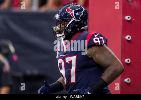Agosto 17, 2019: Houston Texans difensivo fine Angelo Blackson (97) prima di un calcio di NFL pre-stagione partita tra i leoni di Detroit e Houston Texans al NRG Stadium di Houston, TX. ..Trask Smith/CSM Foto Stock