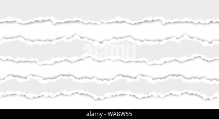 Perfetta presenza di frammenti di carta a righe. Grana carta con bordo danneggiato. Illustrazione Vettoriale Illustrazione Vettoriale