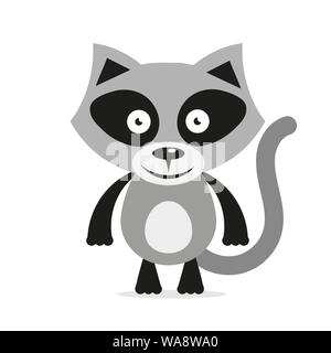 Bianco nero testa Procione Logo e icona, Clip Art Vector Illustrazione Vettoriale