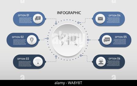 Business per la visualizzazione di dati. Grafico di processo. Elementi astratti del grafico, diagramma con passaggi, opzioni di parti o processi. vettore modello di business per Illustrazione Vettoriale