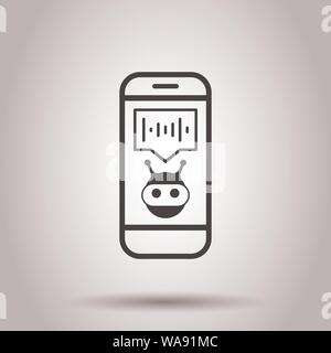 Assistente vocale sullo smartphone icona in stile appartamento. Registra suono illustrazione vettoriale su sfondo isolato. Riconoscimento di Chat la concezione di business. Illustrazione Vettoriale