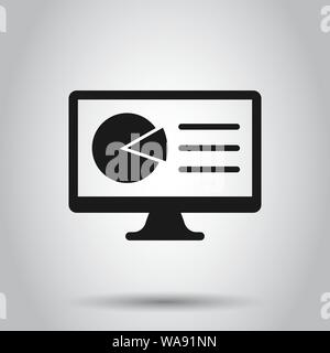 Il monitoraggio analitico icona in stile appartamento. Schema illustrazione vettoriale su sfondo isolato. Statistica il concetto di business. Illustrazione Vettoriale