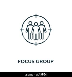 Icona linea sottile del gruppo di messa a fuoco. Design semplice e creativo dalla raccolta di icone pubblicitarie. Icona del gruppo di focus per l'utilizzo delle applicazioni mobili e di progettazione Web Illustrazione Vettoriale