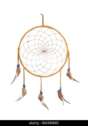 Vettore illustrazione realistica dei nativi americani dreamcatcher fatti a mano, isolato su sfondo bianco Illustrazione Vettoriale