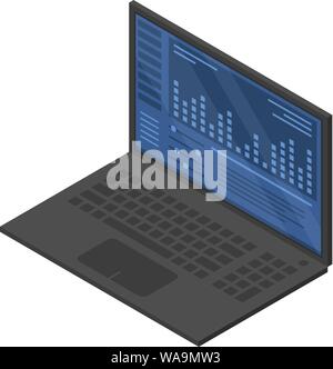 Dj laptop, icona di stile isometrico Illustrazione Vettoriale