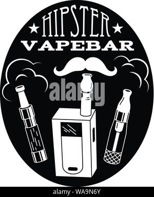 Hipster vape bar logo, stile semplice Illustrazione Vettoriale