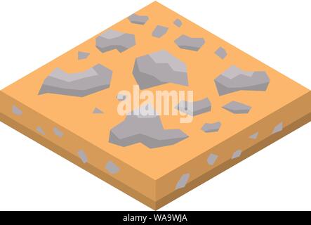 La sabbia di roccia icona del suolo, stile isometrico Illustrazione Vettoriale