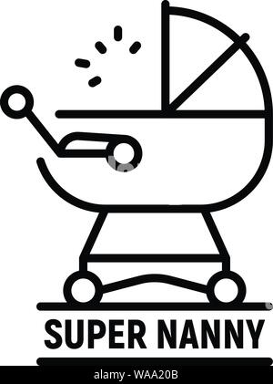 Super nanny icona, stile contorno Illustrazione Vettoriale