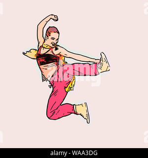 Migliorate digitalmente immagine di una femmina di hip hop ballerina sullo sfondo bianco Foto Stock