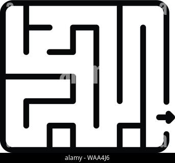 Ricerca camera icona labyrint, stile contorno Illustrazione Vettoriale