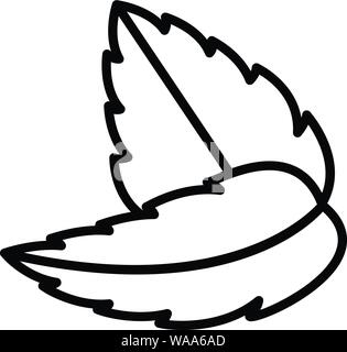 Due foglie icona, stile contorno Illustrazione Vettoriale