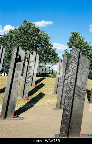 London, Regno Unito - 15 Luglio 2019: la Nuova Zelanda Memoriale di guerra a Londra, che si trova sulla Piccadilly lato di Hyde Park Corner, a nord-est di Wellington Ar Foto Stock