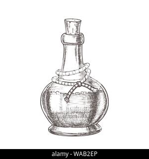 Il veleno bottiglia con tappo di sughero vettore monocromatica Illustrazione Vettoriale