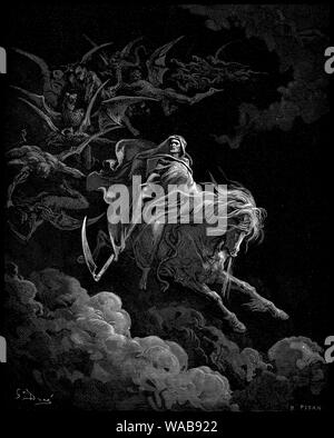 Gustave Doré, alla morte di Pale Horse, una visione della morte, incisione, 1865-1868 Foto Stock