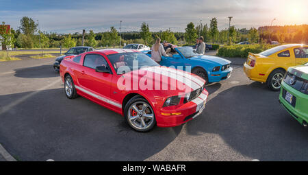 Mustangs sul display, Giorno di indipendenza, Reykjavik, Islanda Foto Stock