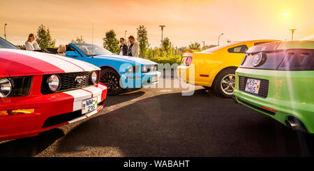 Mustangs sul display, Giorno di indipendenza, Reykjavik, Islanda Foto Stock